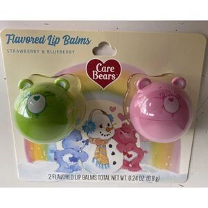 Set Of 2 Taste Beauty Care Bears Holiday Lip Balm Strawberry & Blueberry Flavors